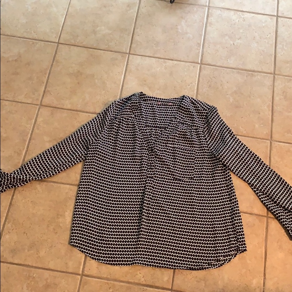 Black and White Print Button Blouse